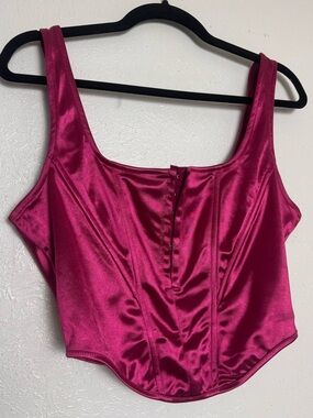 Feminine Pink Satin Girly Corset Top